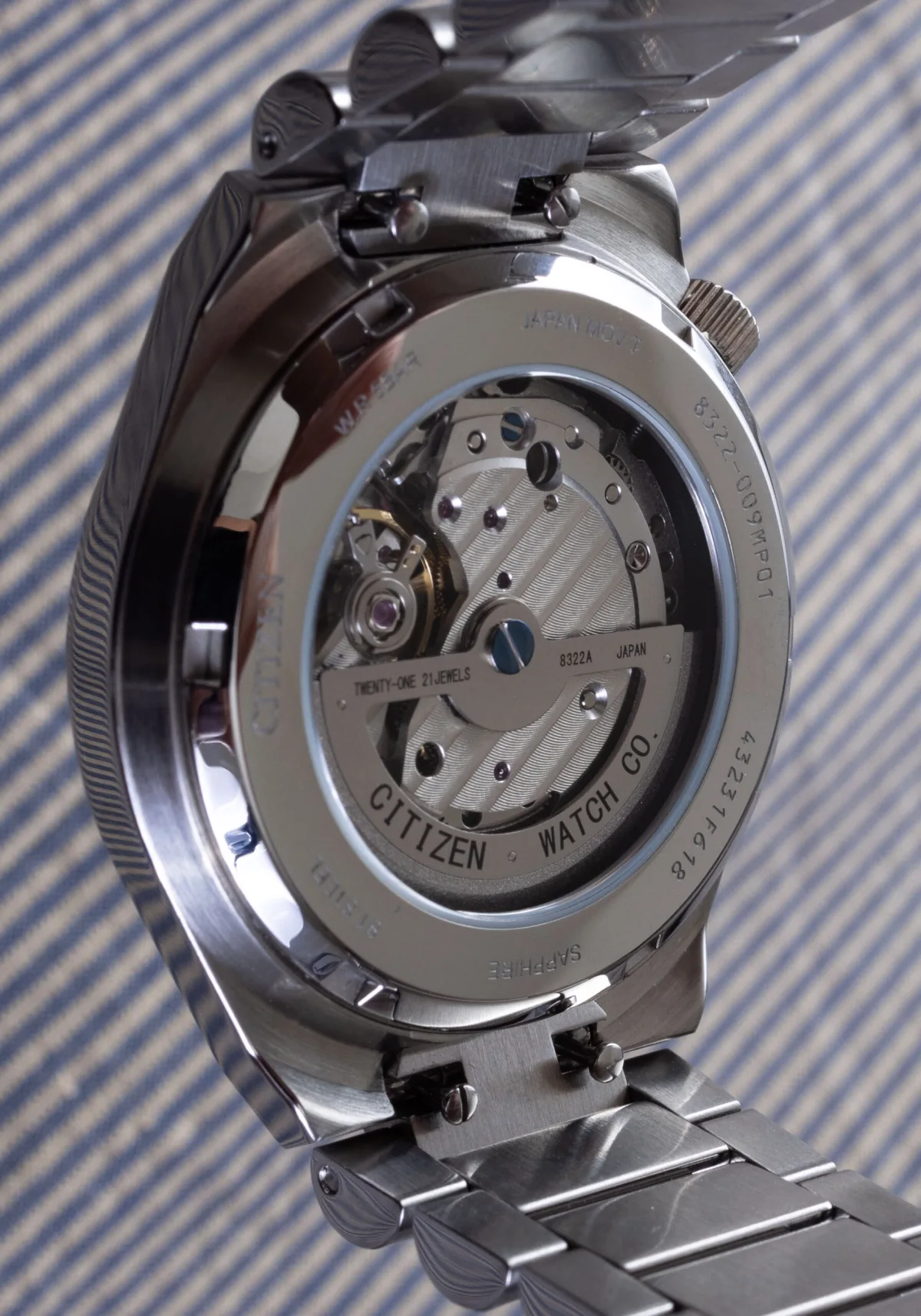 Back view of Citizen Tsuyosa Small Second showing the mechanical movement
