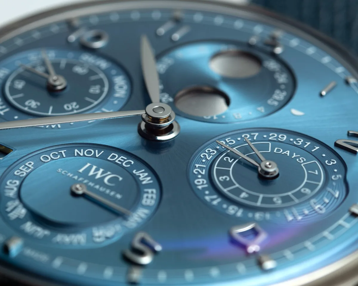Close-up of IWC Portugieser Perpetual Calendar 44 sub-dials