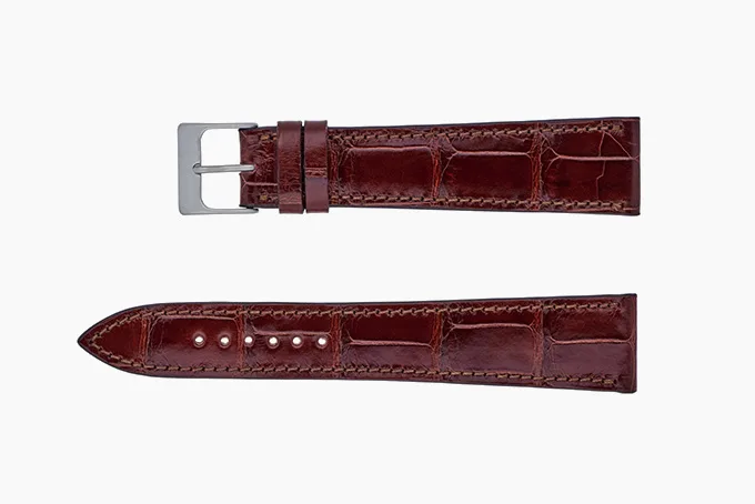 Hodinkee Glossy Chestnut Brown Alligator watch strap