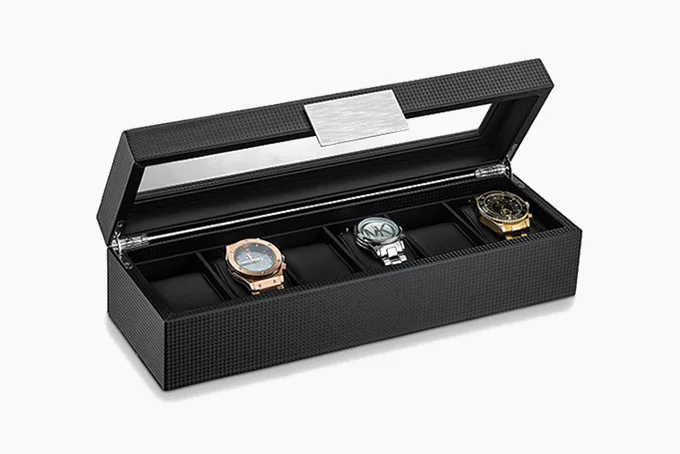 Glenor Co. 6-slot watch box with glass display