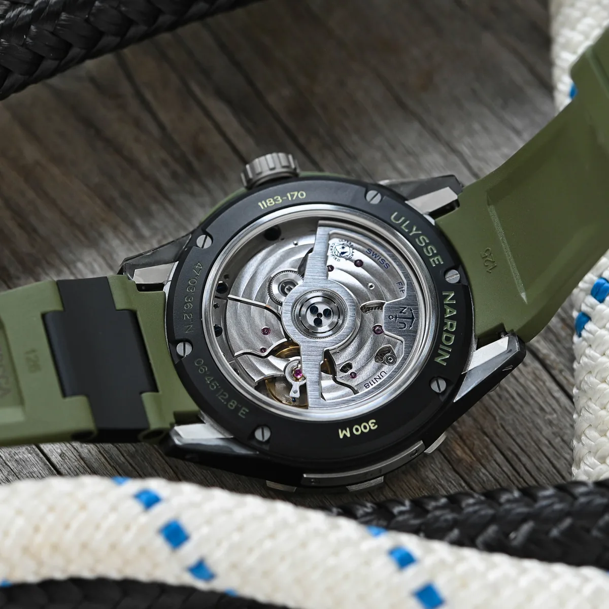 Close-up of Ulysse Nardin Diver Net Ops movement