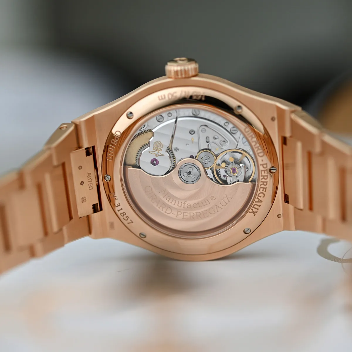 Back view of Girard-Perregaux Laureato showing GP1800 movement