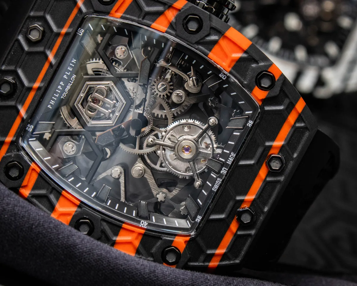 Different color variants of Philipp Plein Crypto King Flying Tourbillon