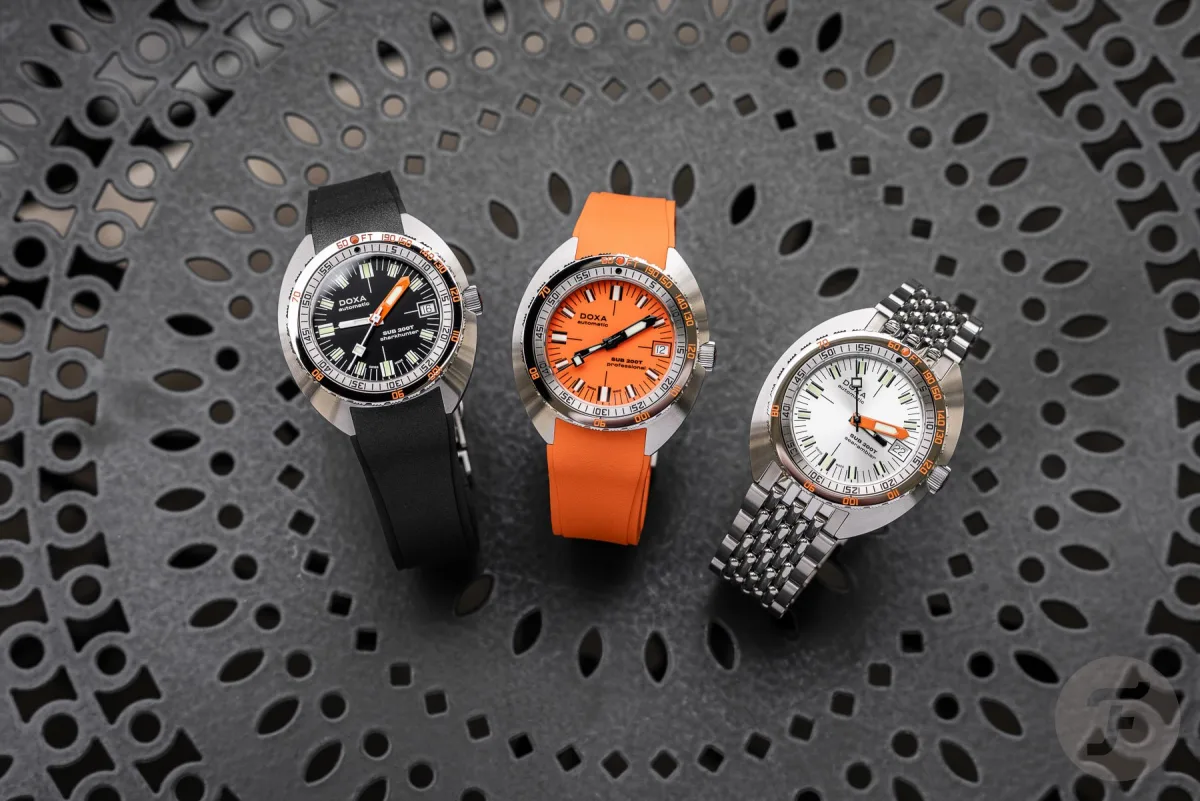 Close-up of Doxa Sub 200T on a wrist