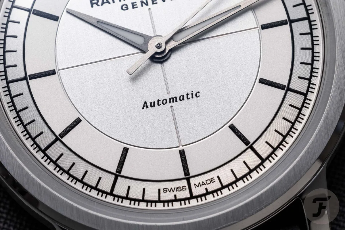 Close-up of Raymond Weil Millesime watch face