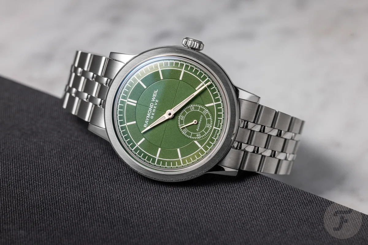 Raymond Weil Millesime worn on the wrist with bracelet