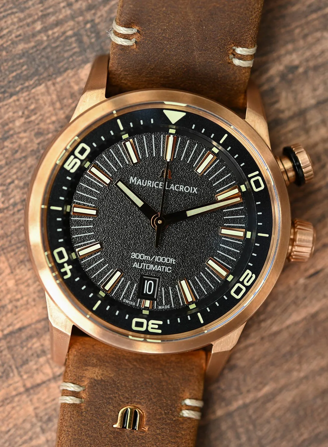 Maurice Lacroix Pontos S Diver watch with black DLC and bronze versions