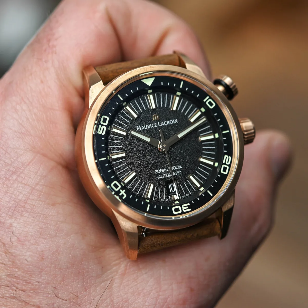 Side view of Maurice Lacroix Pontos S Diver showing crown details