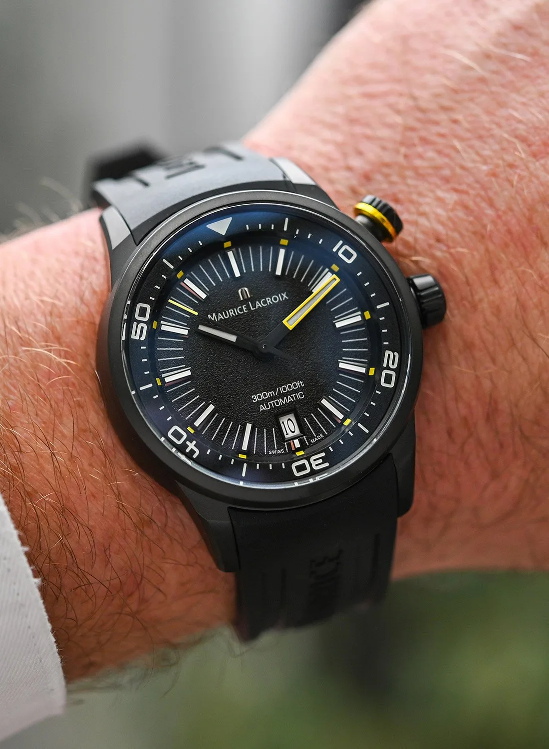 Black themed Maurice Lacroix Pontos S Diver with rubber strap
