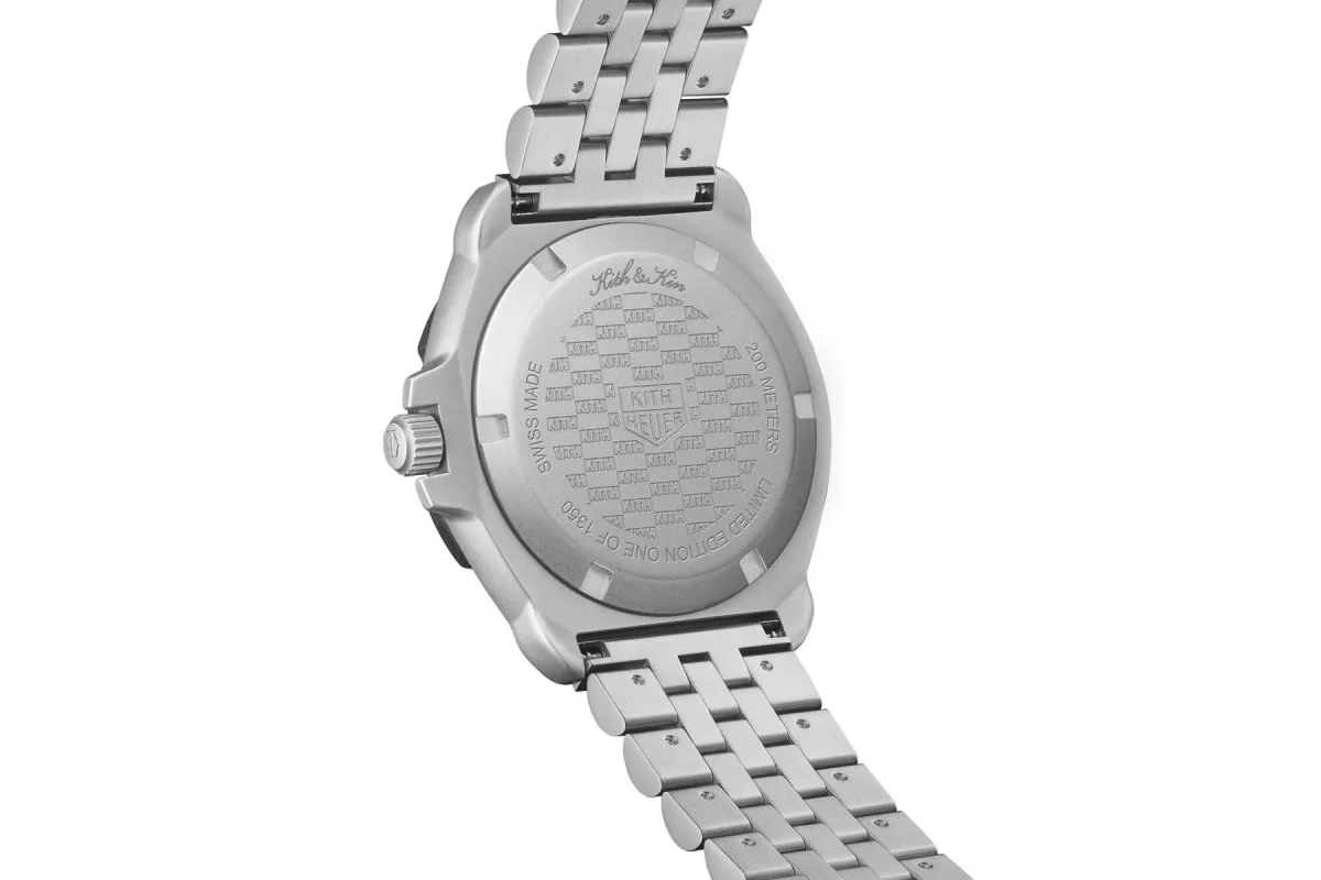 Close-up of TAG Heuer Formula 1 × Kith watch collaboration