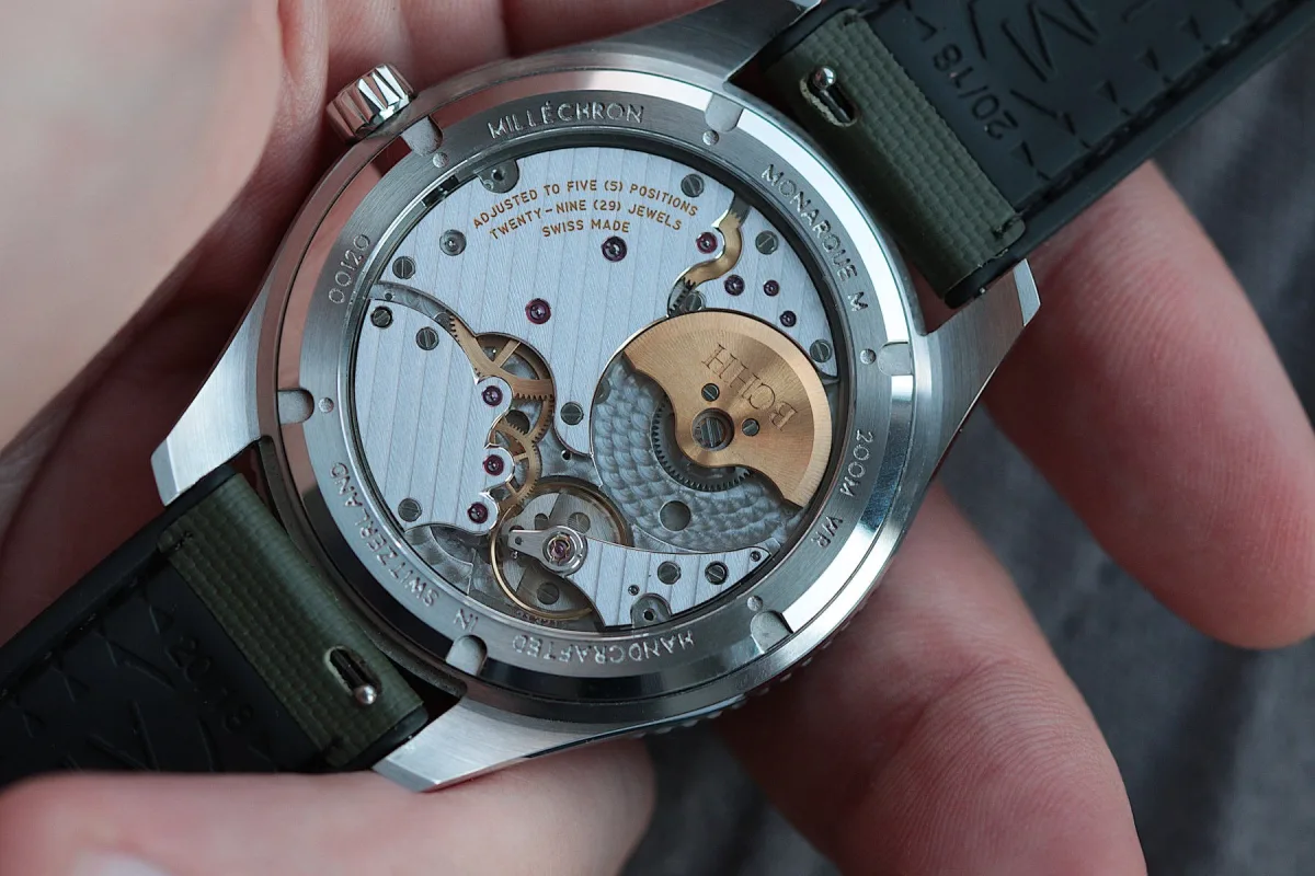 Milléchron Monarque M Diver watch with green dial and bezel