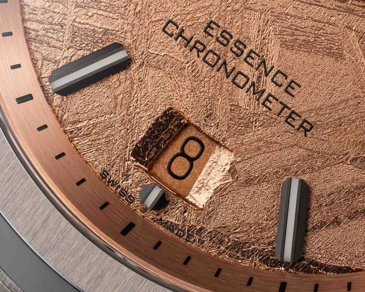 Formex Essence 39mm Space Gold watch hands and markers