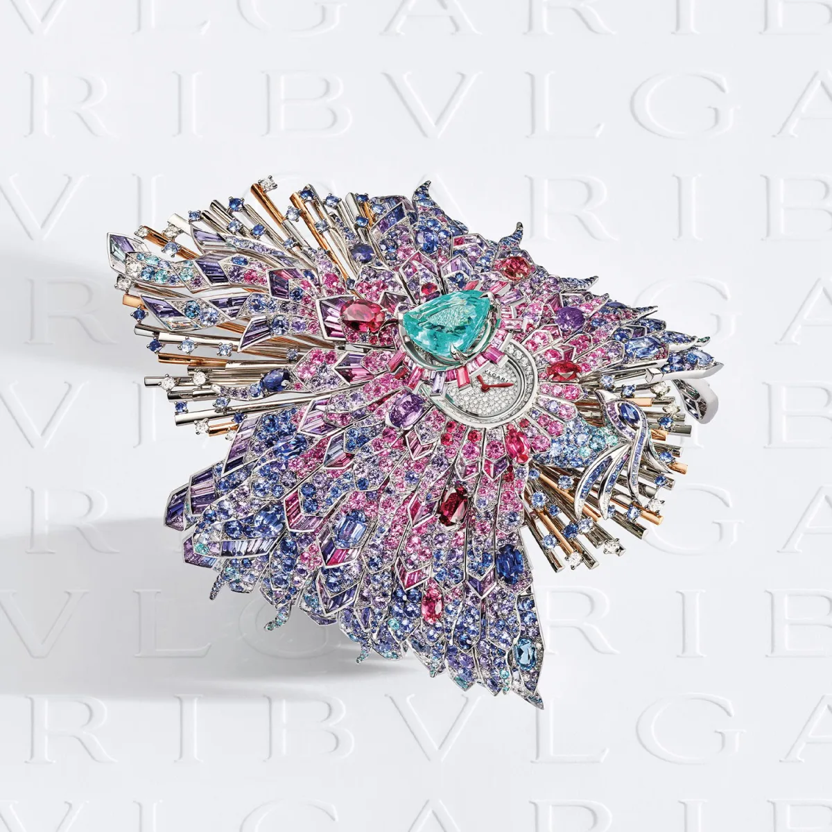Bulgari Fenice watch with Paraiba tourmaline and colored gemstones