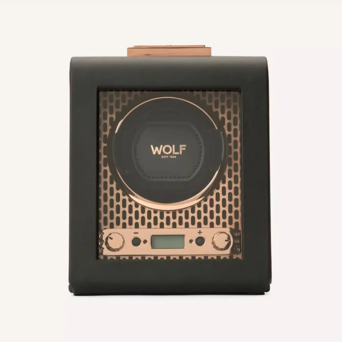 Wolf Axis Single Watch Winder in perforated steel