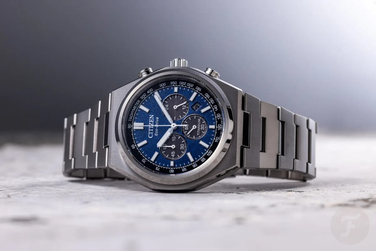 Citizen Super Titanium Eco-Drive Chrono watch with panda dial