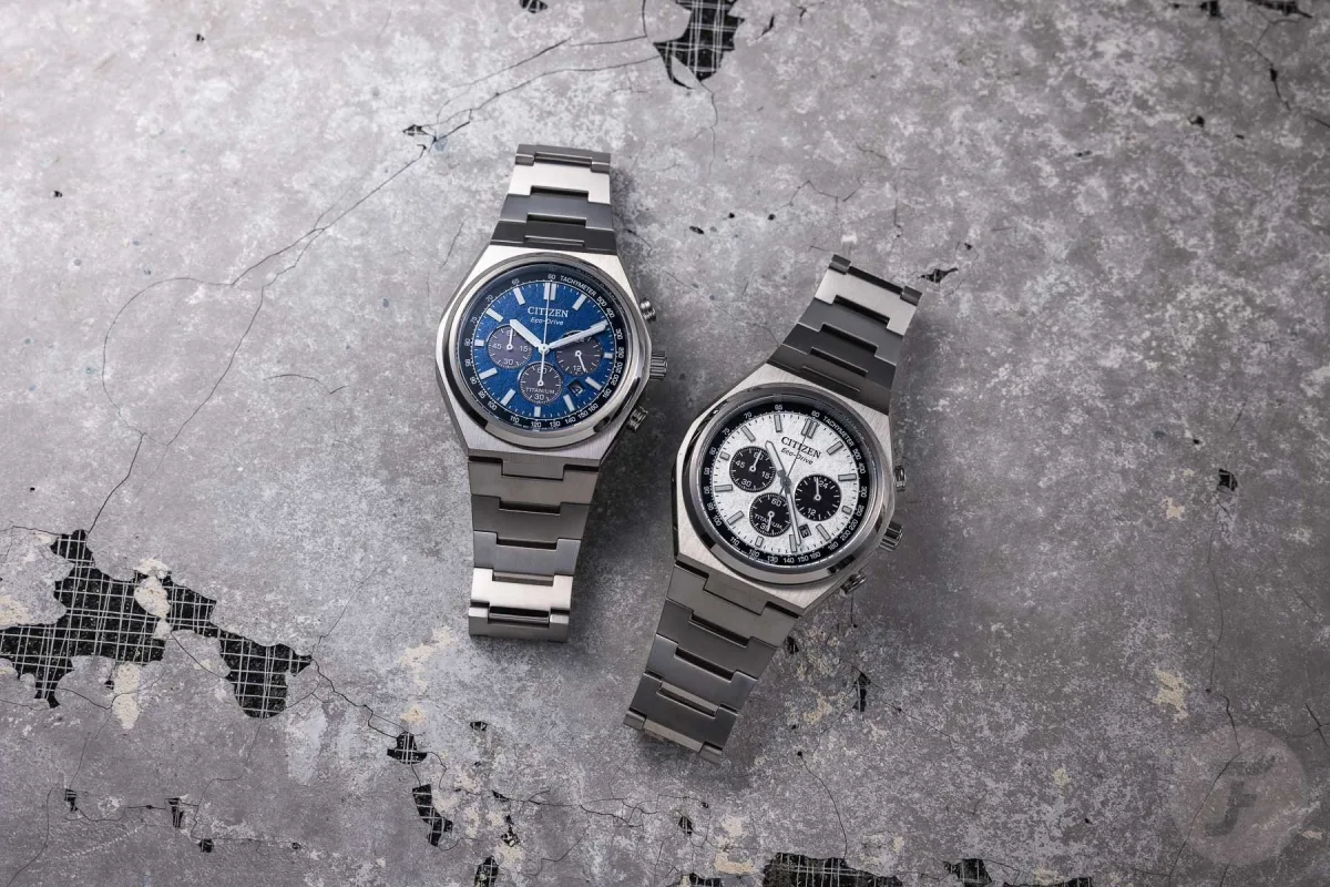 Dial details of Citizen Super Titanium Eco-Drive Chrono watch