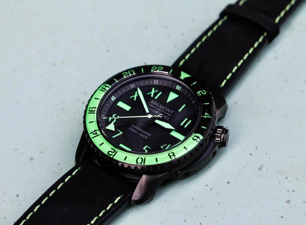 Close-up of Bremont X Bamford Aurora Supermarine GMT