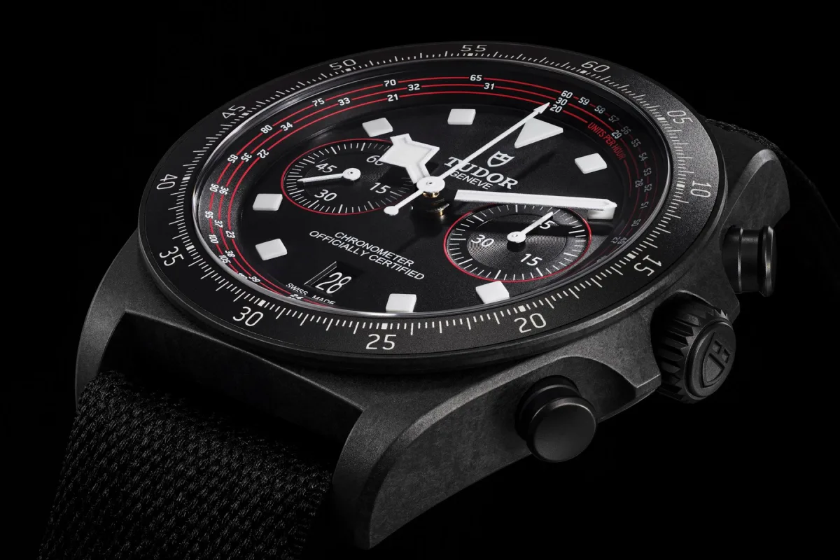 Tudor Pelagos FXD Chrono tachymeter scale on dial edge