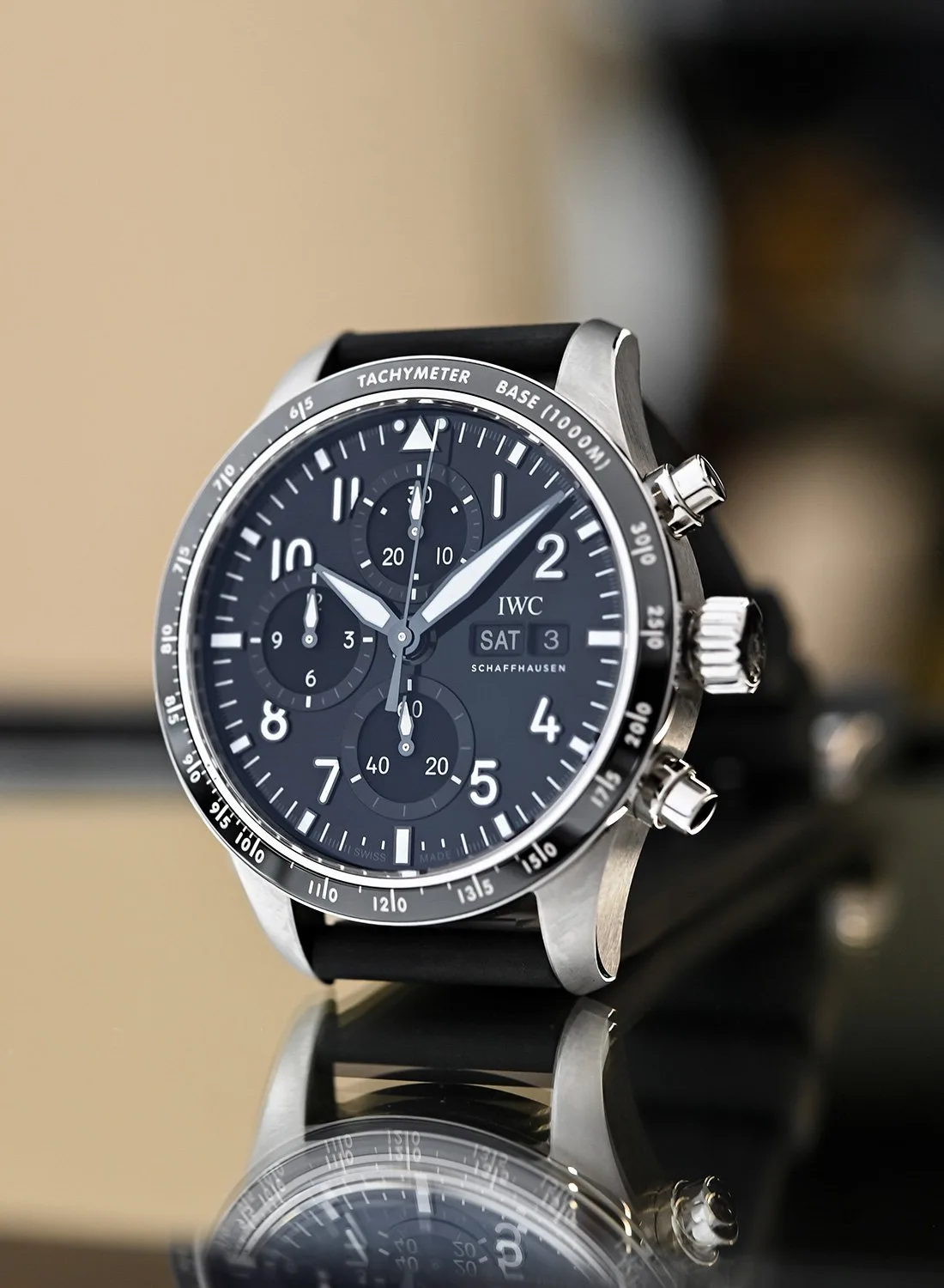 IWC Pilot’s Watch Performance Chronograph 41 in titanium with a tachymetric bezel