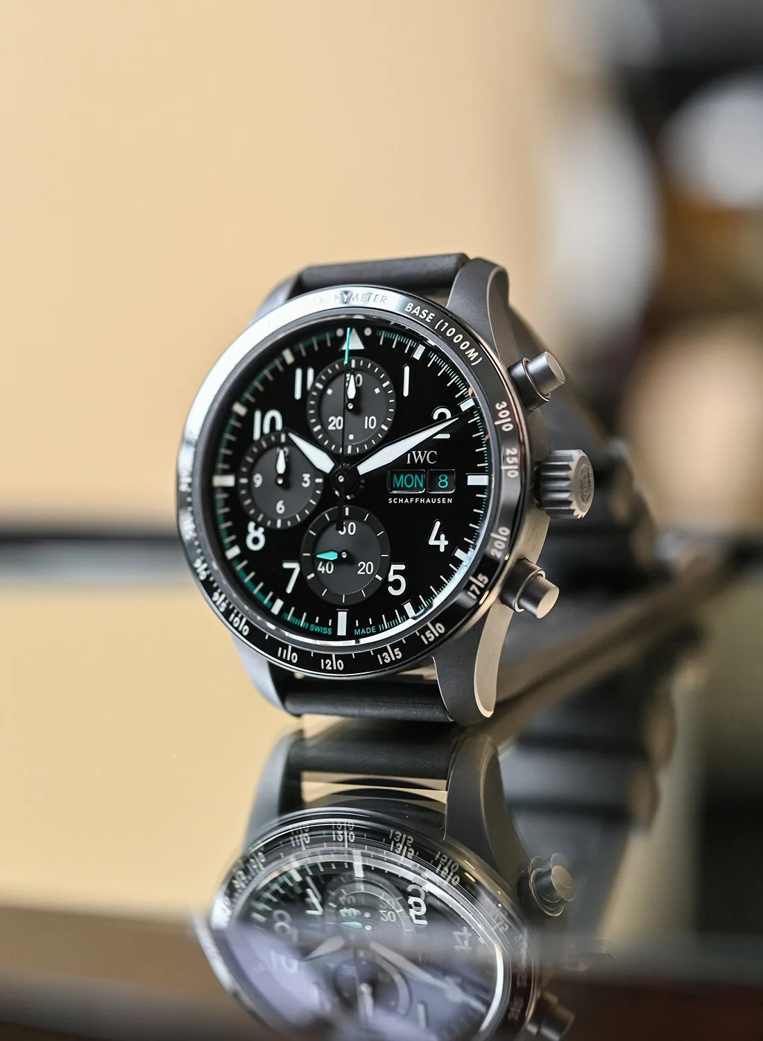 IWC Pilot’s Watch Performance Chronograph 41 with black rubber strap and clasp