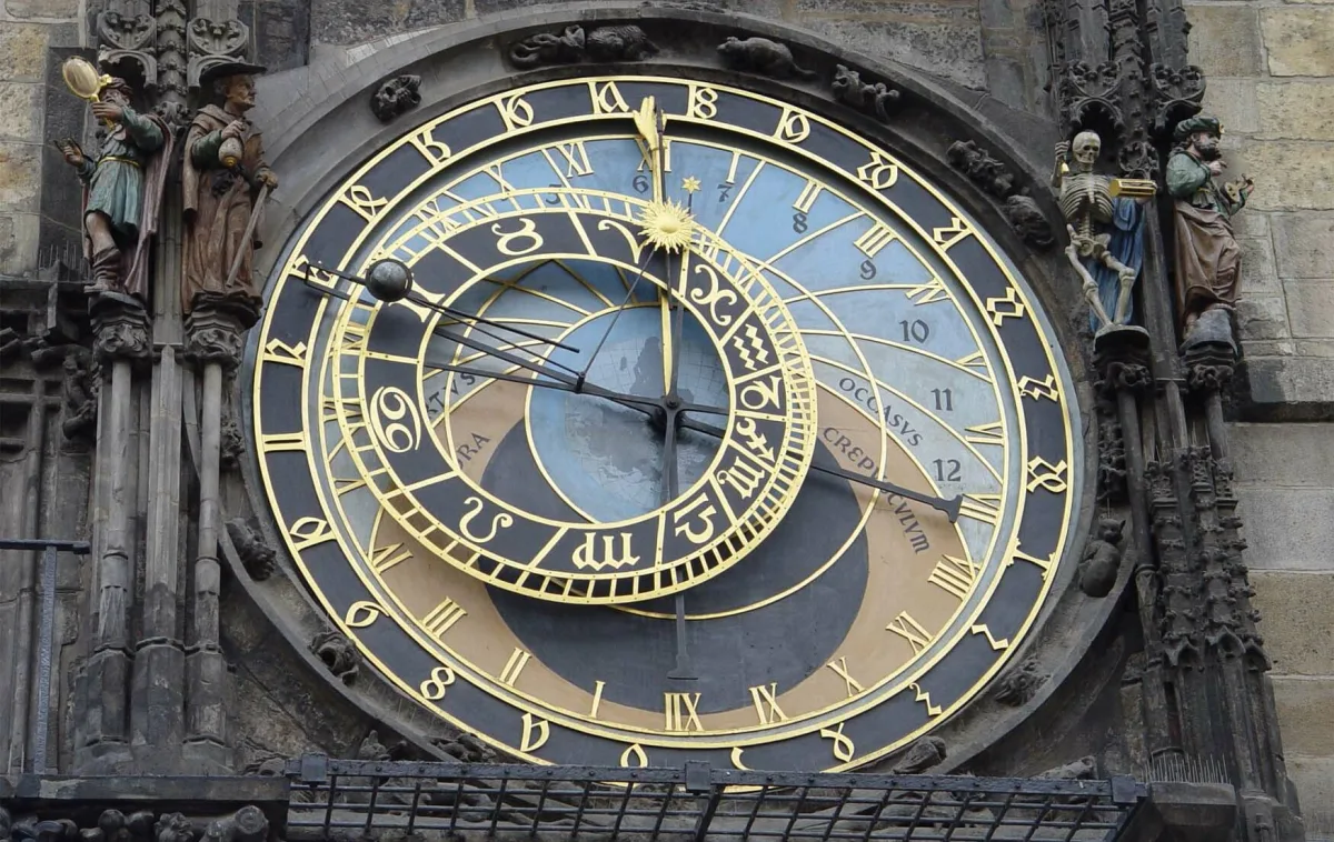 Illustration of historical mechanical clock mechanism