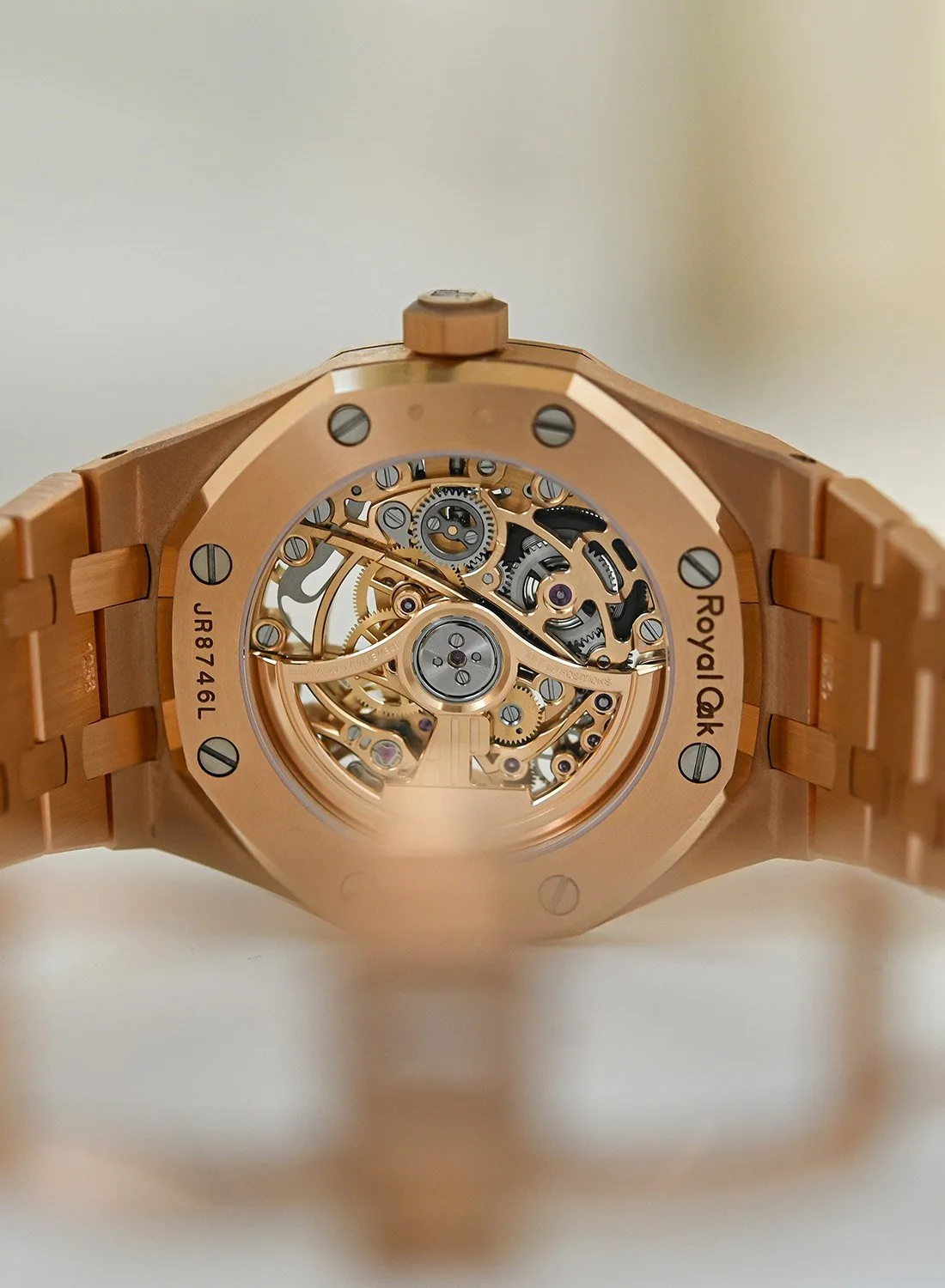 White and pink gold versions of Royal Oak Double Balance Wheel