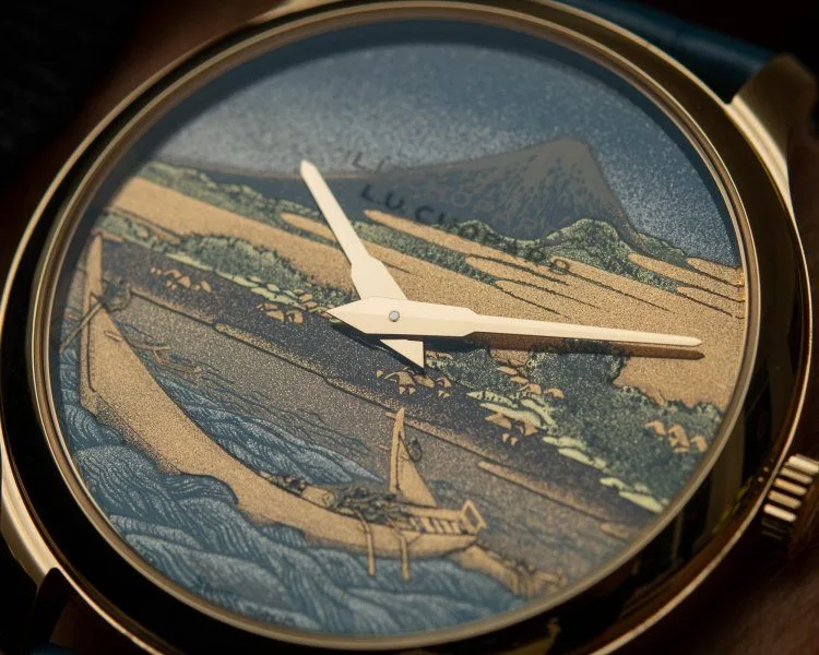 Chopard L.U.C XP Urushi Ukiyo-e watch in Geneva showroom