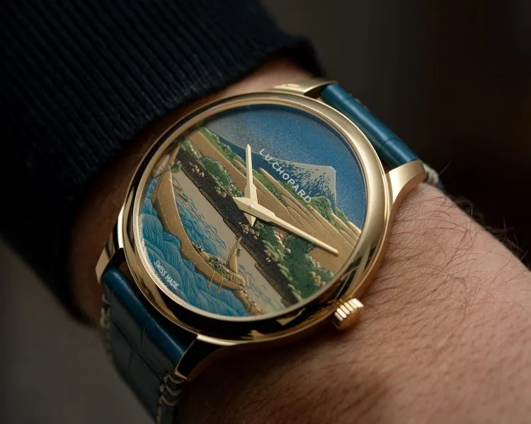 Detailed view of Chopard L.U.C XP Urushi Ukiyo-e's dial design