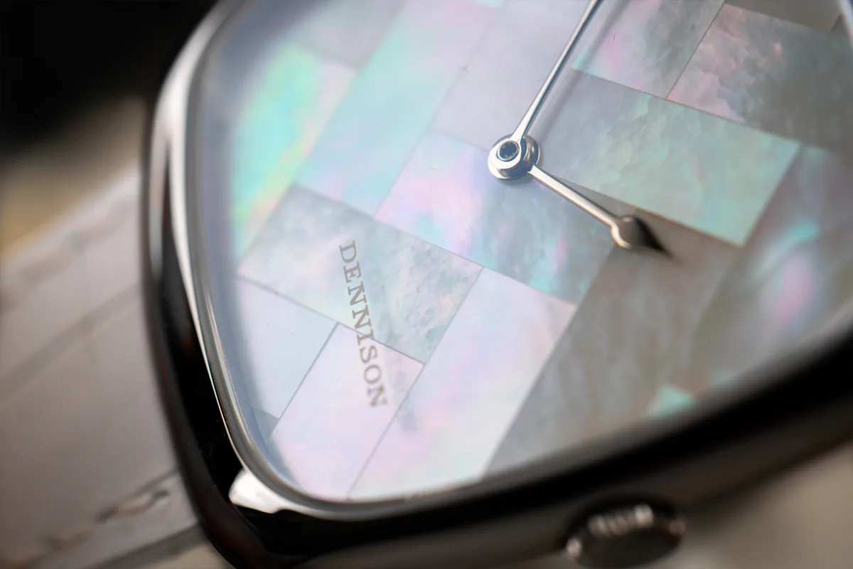 Dennison Ghost dial with white mother-of-pearl
