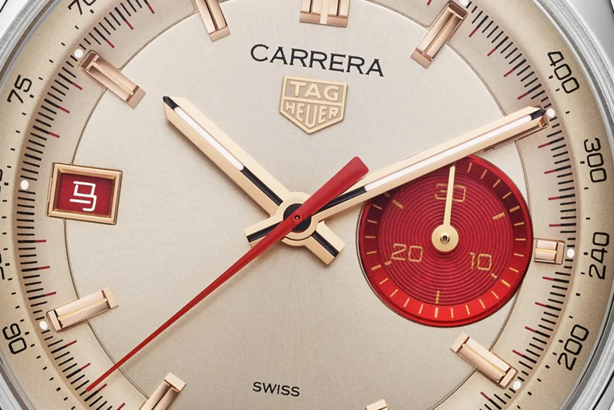 Close-up of TAG Heuer Carrera with Glassbox sapphire crystal