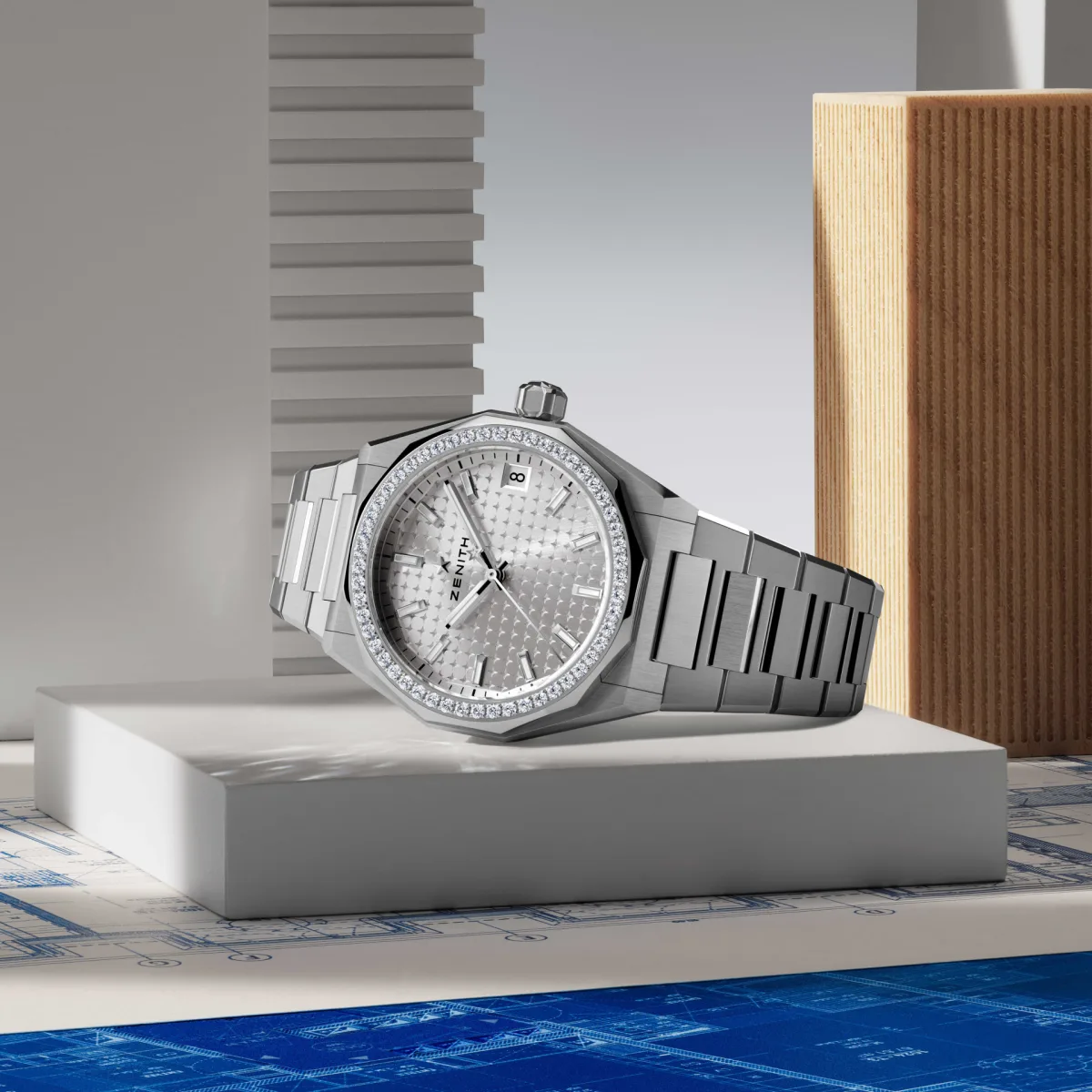 Steel case and sapphire back of Zenith watch