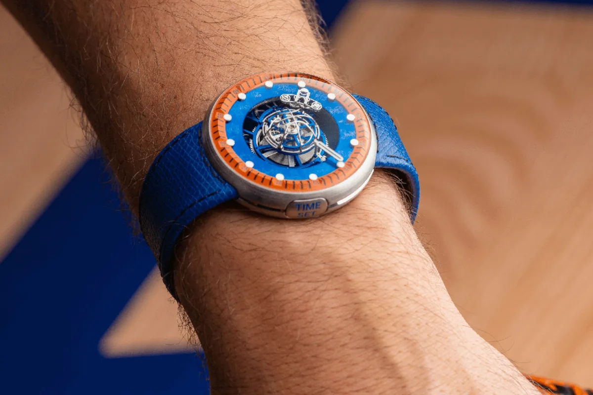 Marco Tedeschi, founder of Kross Studio, with watch designs