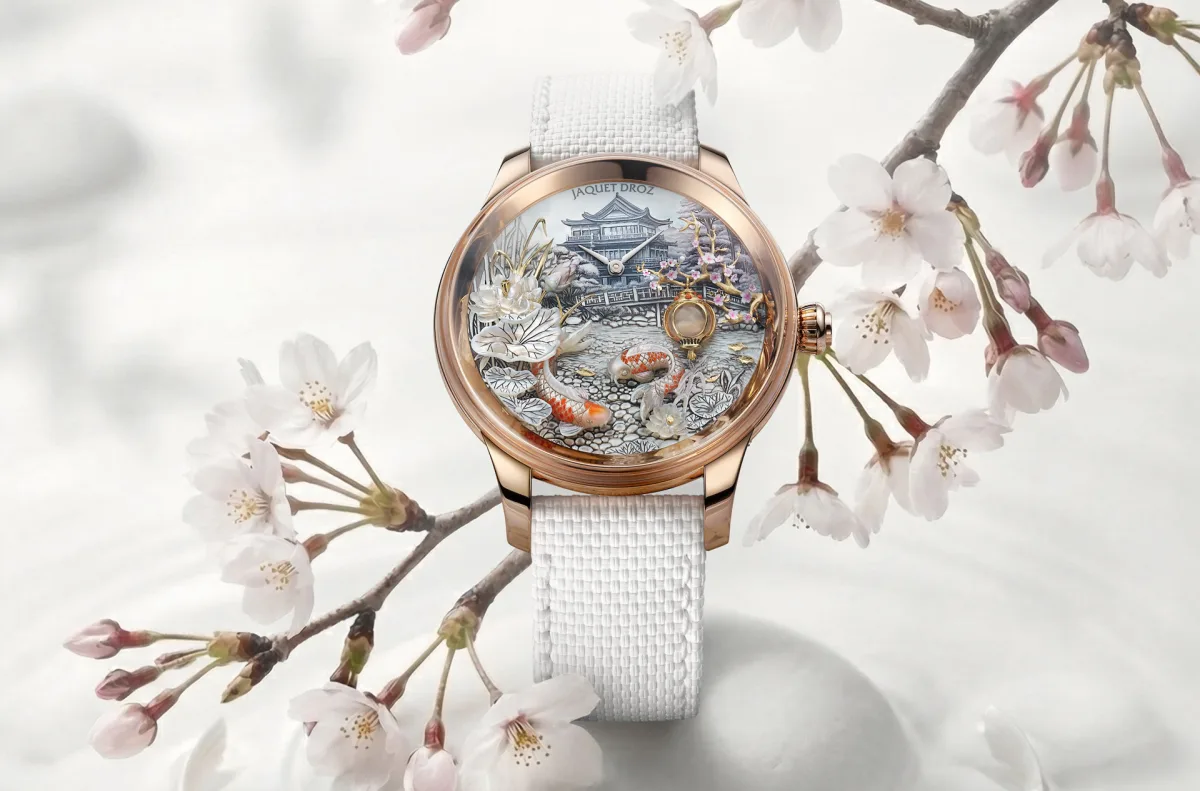 Jaquet Droz Petite Heure Minute with Japanese garden dial