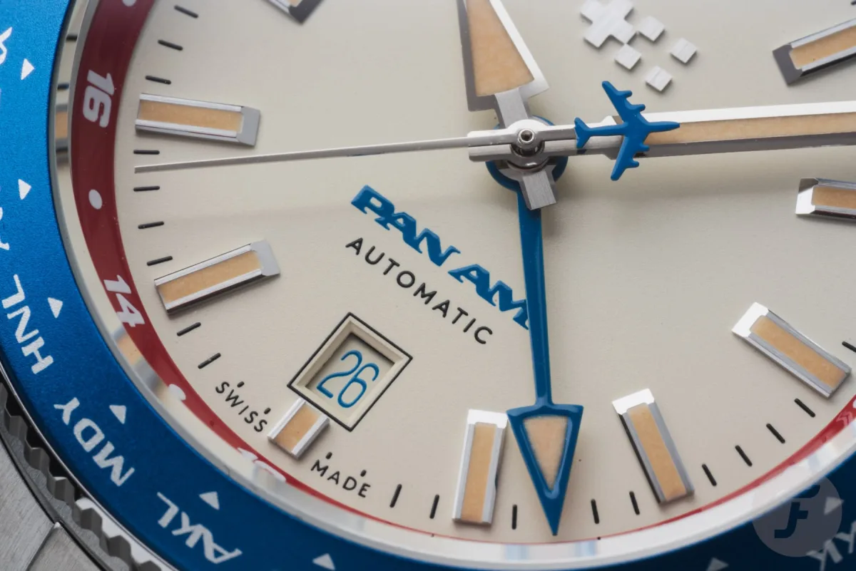 Close-up of Christopher Ward C60 Clipper GMT with IATA codes