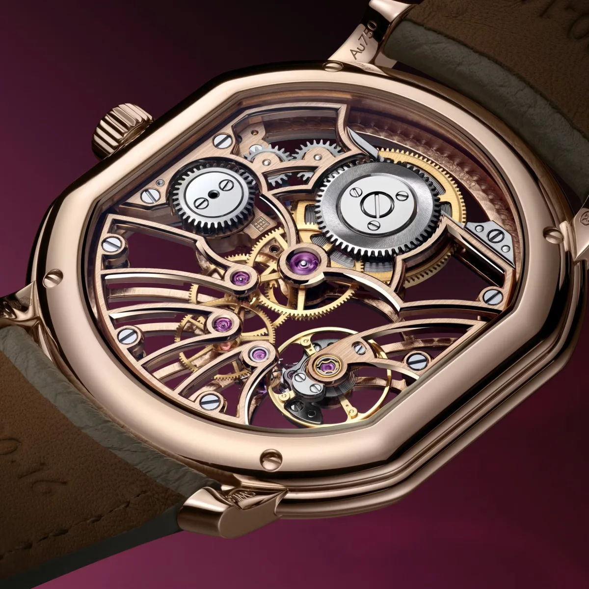 Back view of the Daniel Roth Extra Plat Rose Gold Skeleton
