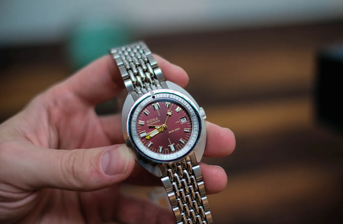 Wrist shot of Doxa Sub 250 Ahmed Seddiqi Edition