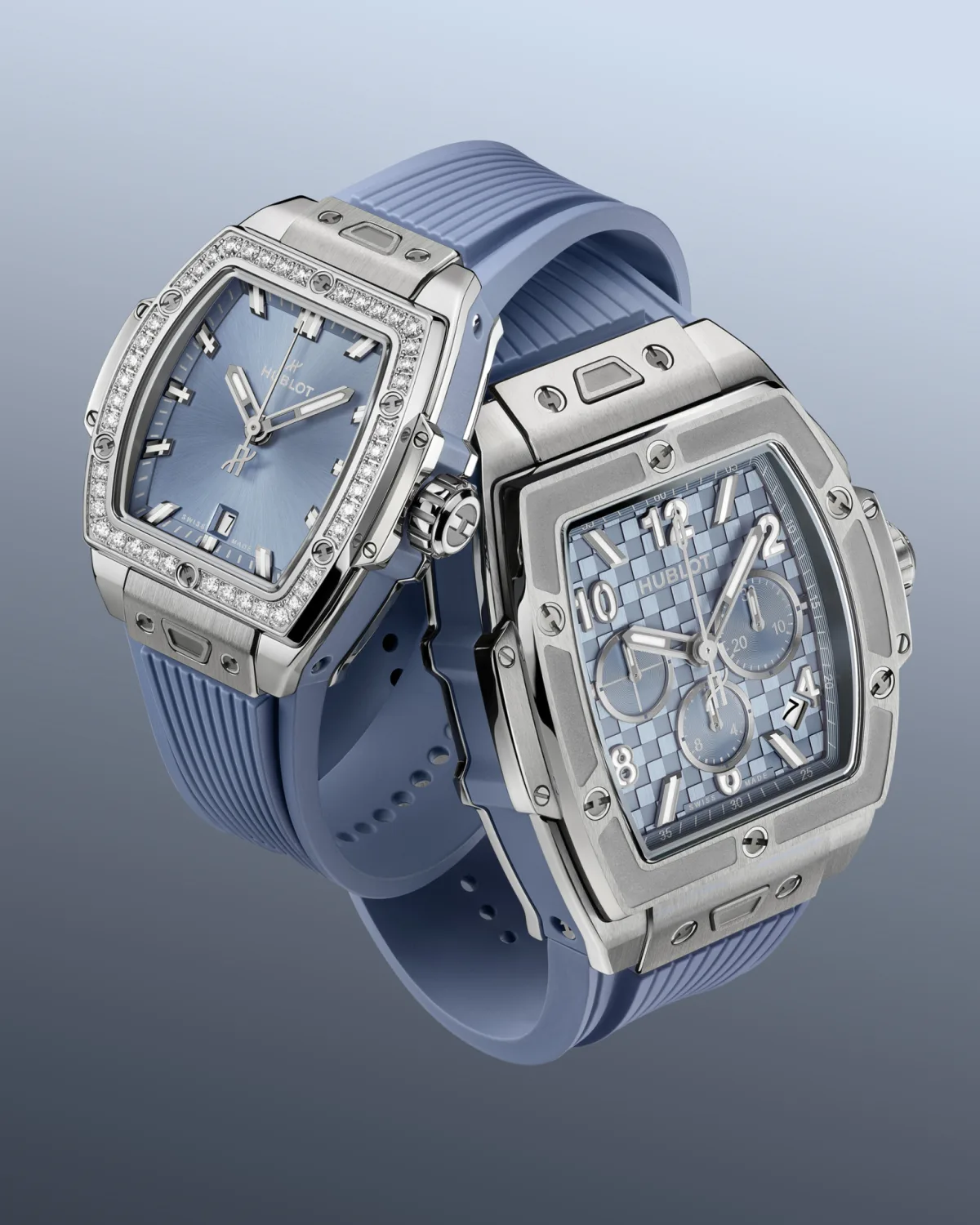 Women's Hublot Coal Blue models with diamond bezels