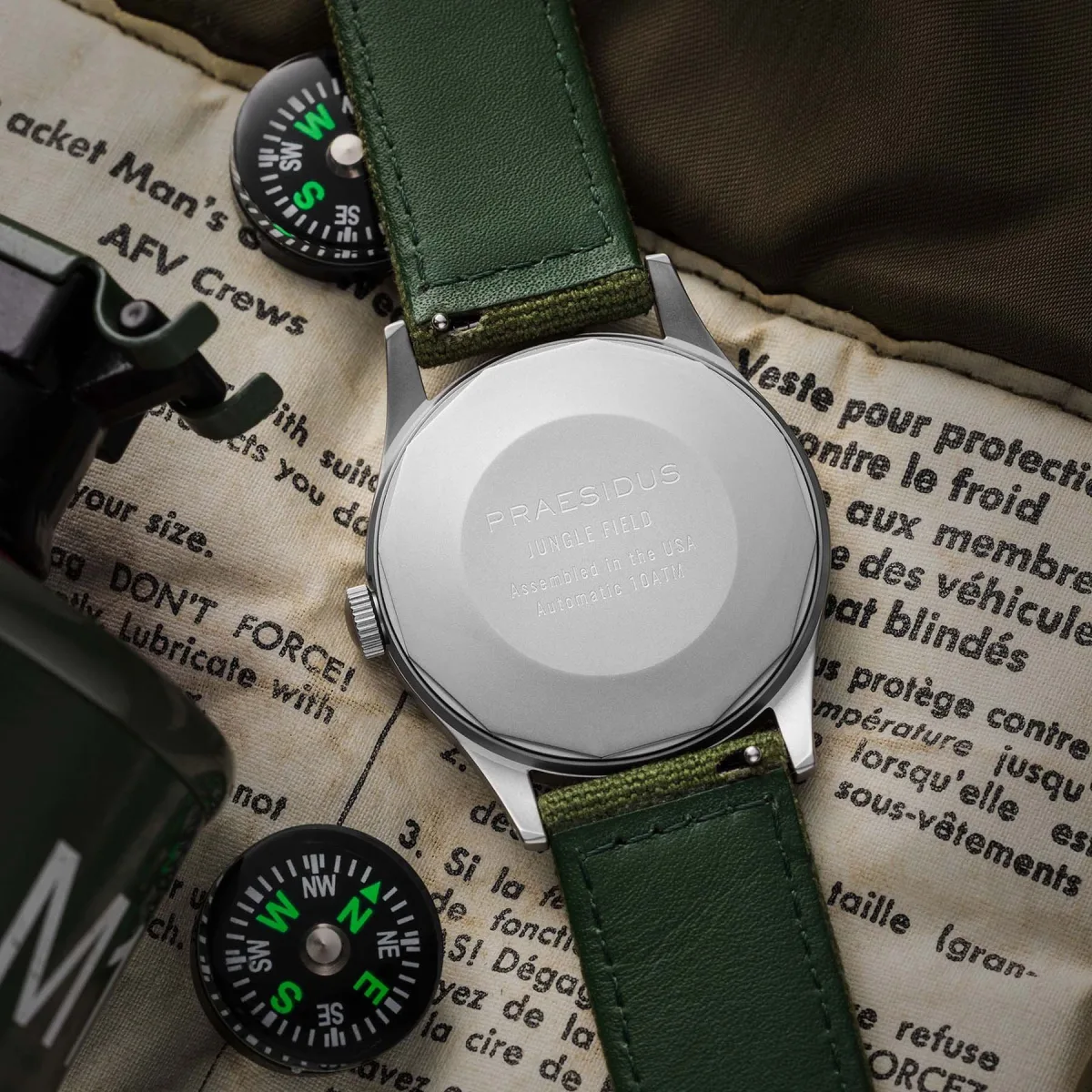 Miyota 9039 movement inside Praesidus Jungle Field Automatic 38
