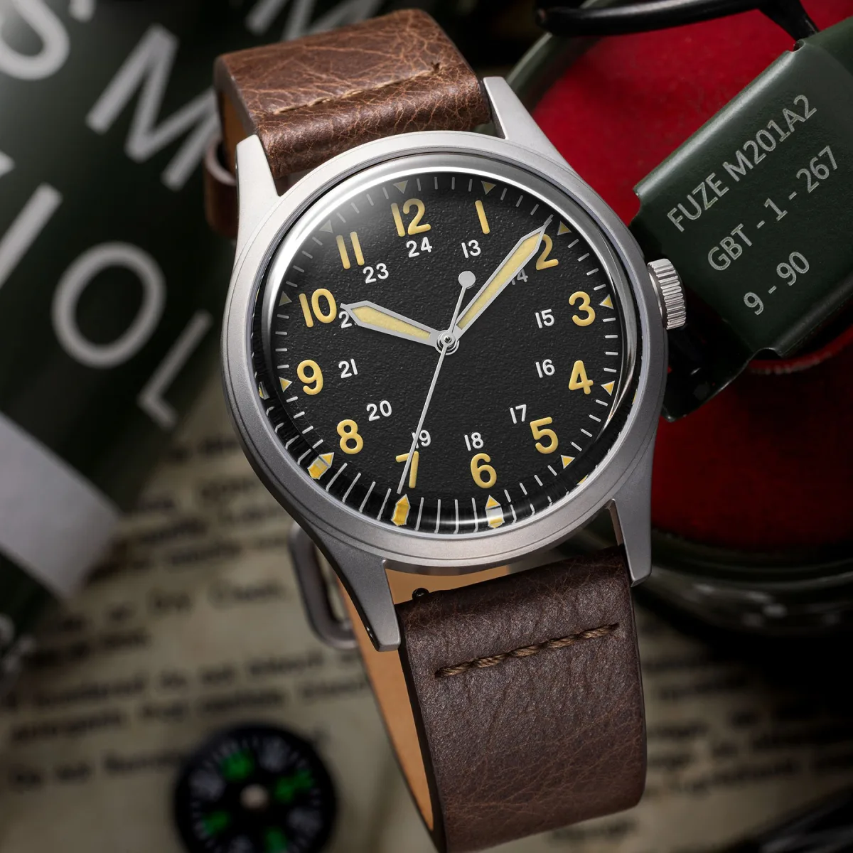 Praesidus Jungle Field Automatic 38 on a leather strap