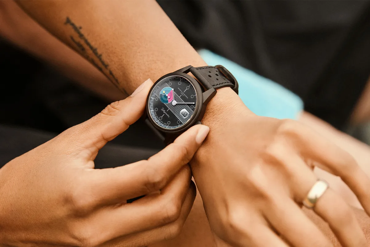 Maurice de Mauriac x Racquet Rallymaster watch with neon accents