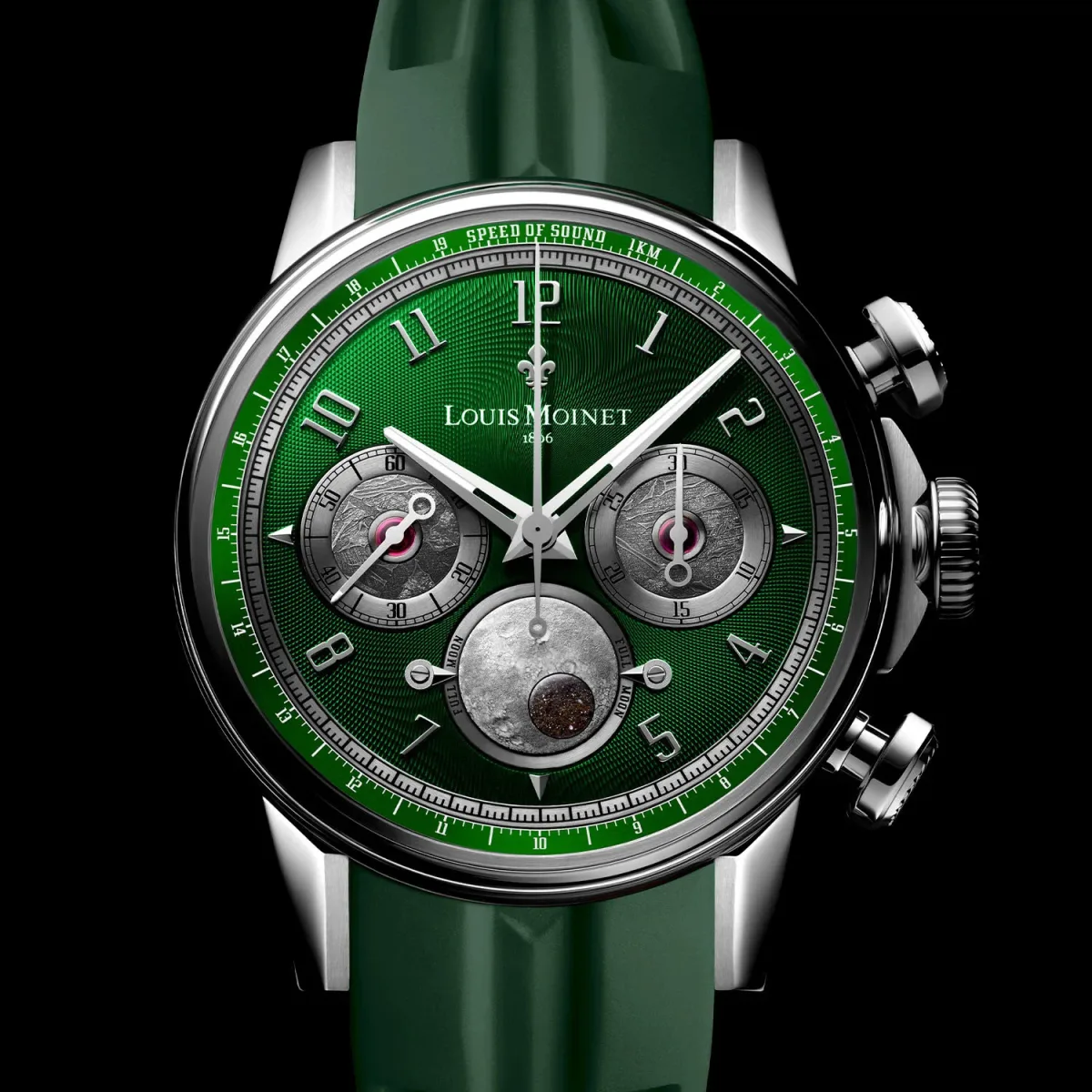 Louis Moinet Speed of Sound watch version with green dial