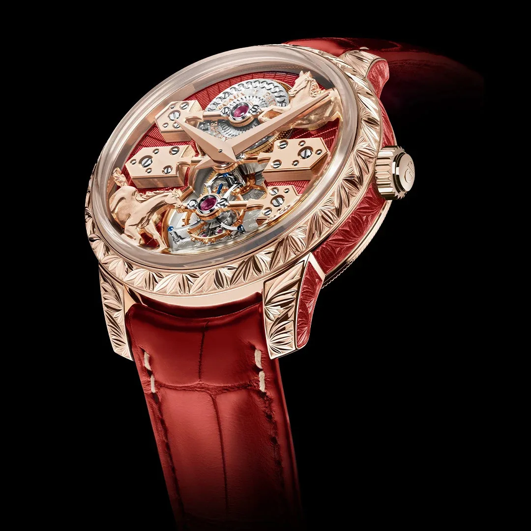 Close-up of Girard-Perregaux La Esmeralda Tourbillon watch