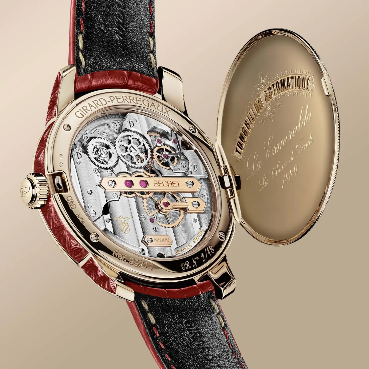 Rear engraving on Girard-Perregaux La Esmeralda Tourbillon