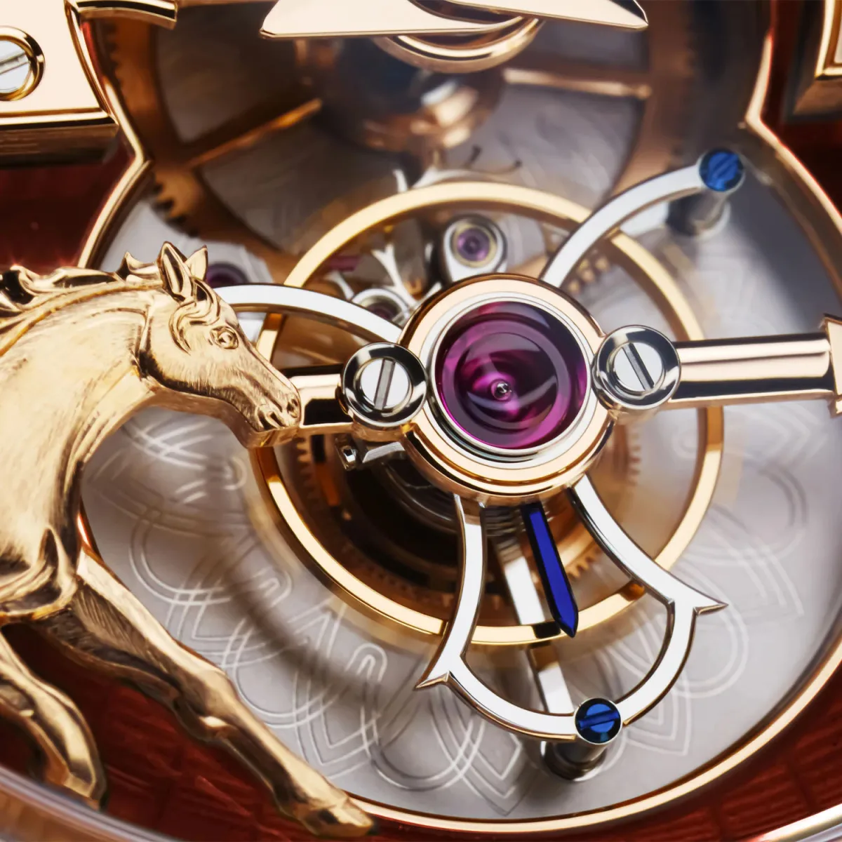 Tourbillon and hands on Girard-Perregaux La Esmeralda