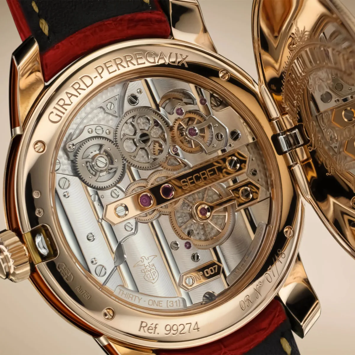 Girard-Perregaux La Esmeralda Tourbillon with red strap
