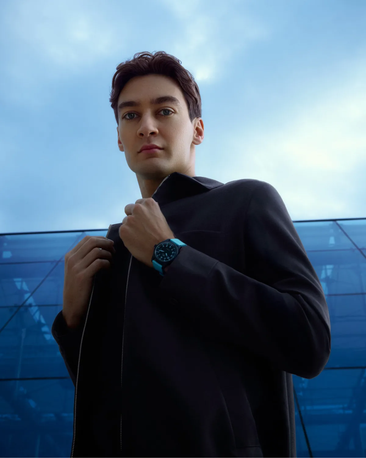 Blue rubber strap on IWC Pilot's Watch
