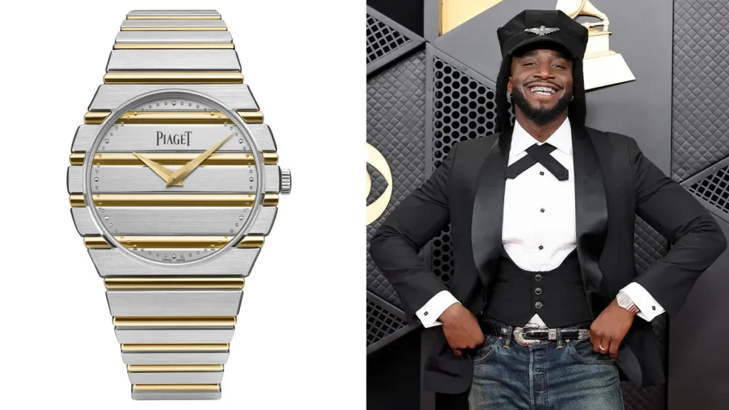 Shaboozey with a Piaget Polo 79 watch and Ralph Lauren outfit