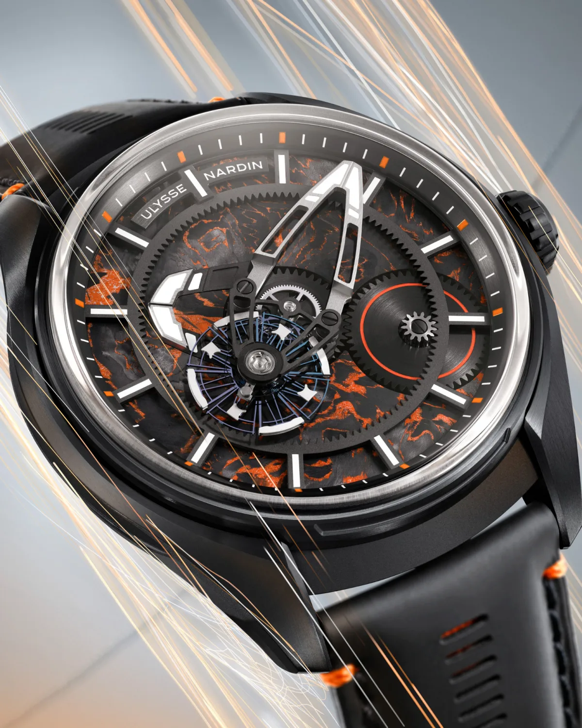 Side view of Ulysse Nardin Freak X Gumball 3000 Edition 2 showing titanium case