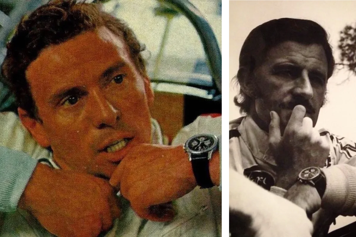 Legendary F1 racer Jim Clark with his Breitling watch