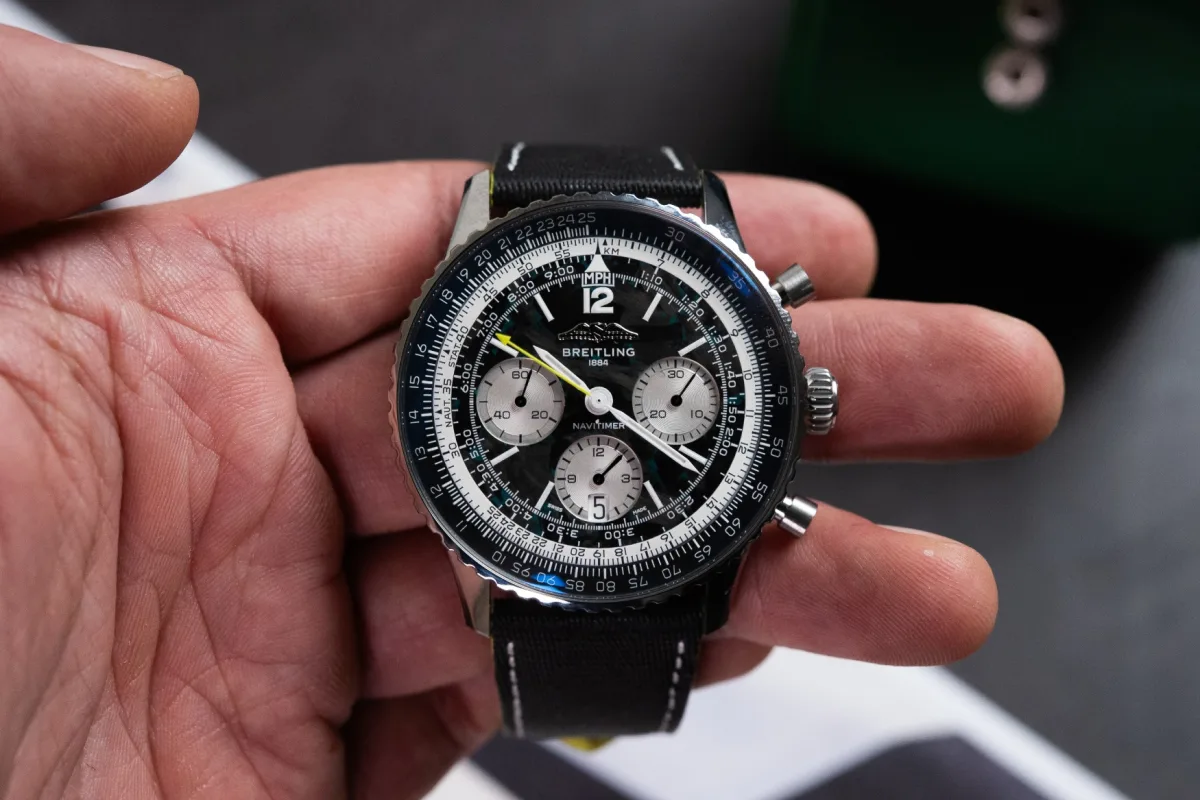 Breitling Navitimer B01 Chronograph with green marble texture